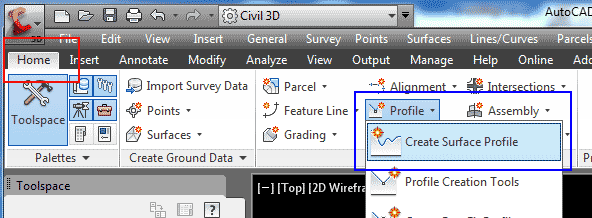 یا از این طریق Create Surface Profile را انتخاب کنید