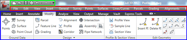 Ribbon, Menu bar, Quick Access Bar